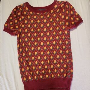 Modcloth Burgundy and Mustard Knit Sweater